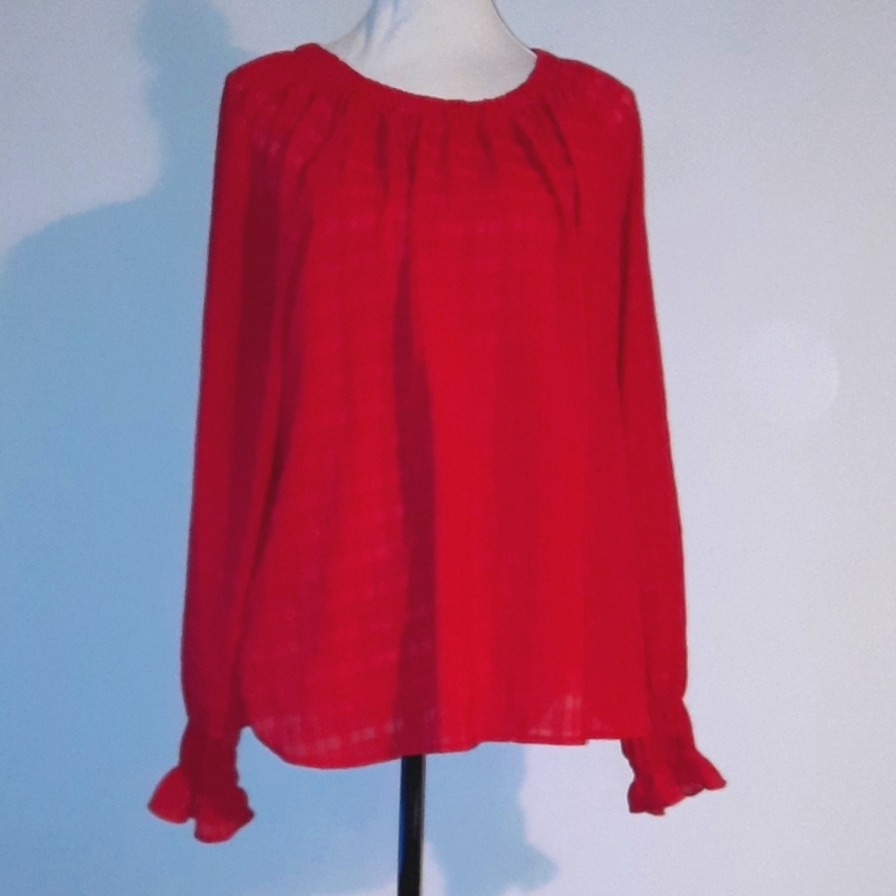 Red Long Sleeve Blouse Size XL